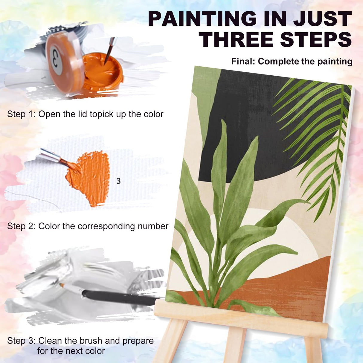 4 Pack Framed Paint by Numbers Kit for Adults Beginner with Wooden Easel, Green Plant Paint by Number Kits with Frame, DIY Acrylic Simple Painting by Numbers for Home Wall Decor Gift 8x12 inch Yezavesu