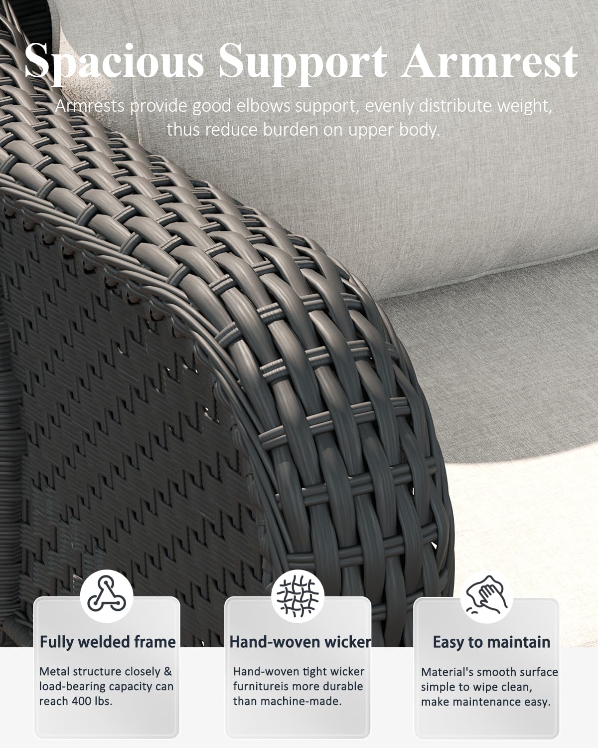 LayinSun 10 Piece Wicker Outdoor Furniture Set with 6-inch Comfy Cushions, High Back Patio Furniture Set with Swivel Rocking Chairs and Fire Pit Table LayinSun