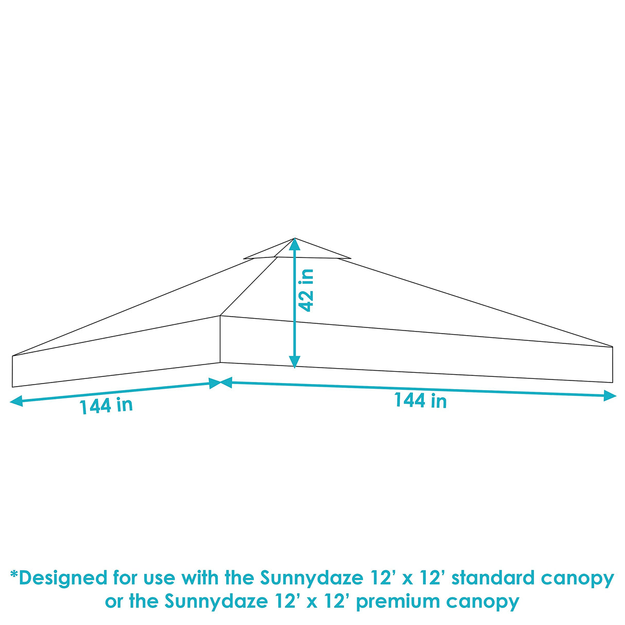 Sunnydaze Pop-Up Canopy Replacement Top - 12x12 Canopy Replacement Cover Only - Tent Shade Cover with Vent - Gray Sunnydaze
