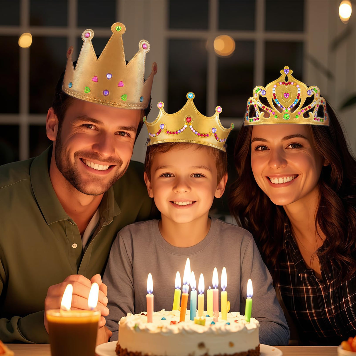 60 Pieces Gold Foam Crowns Princess Crown Craft Diy Princess Tiaras Crowns with Diamond Sticker Gem Rings Making Crown Kits for Birthday Party Favor Supplies PLUVAVA