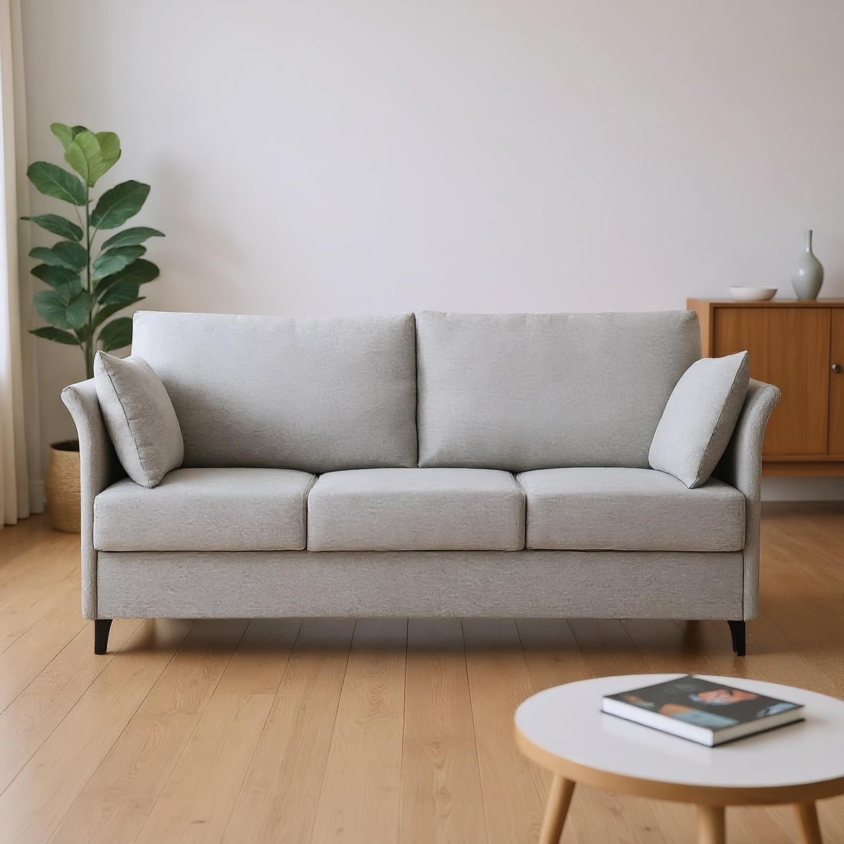 FAVSH 65" Loveseat Sofa, Mid Century Modern Decor Couches for Small Spaces, Upholstered Love Seat Small Couch for Bedroom, Office or Apartment, Solid and Easy to Install, 2-Seater Deep Seating, Gray FAVSH