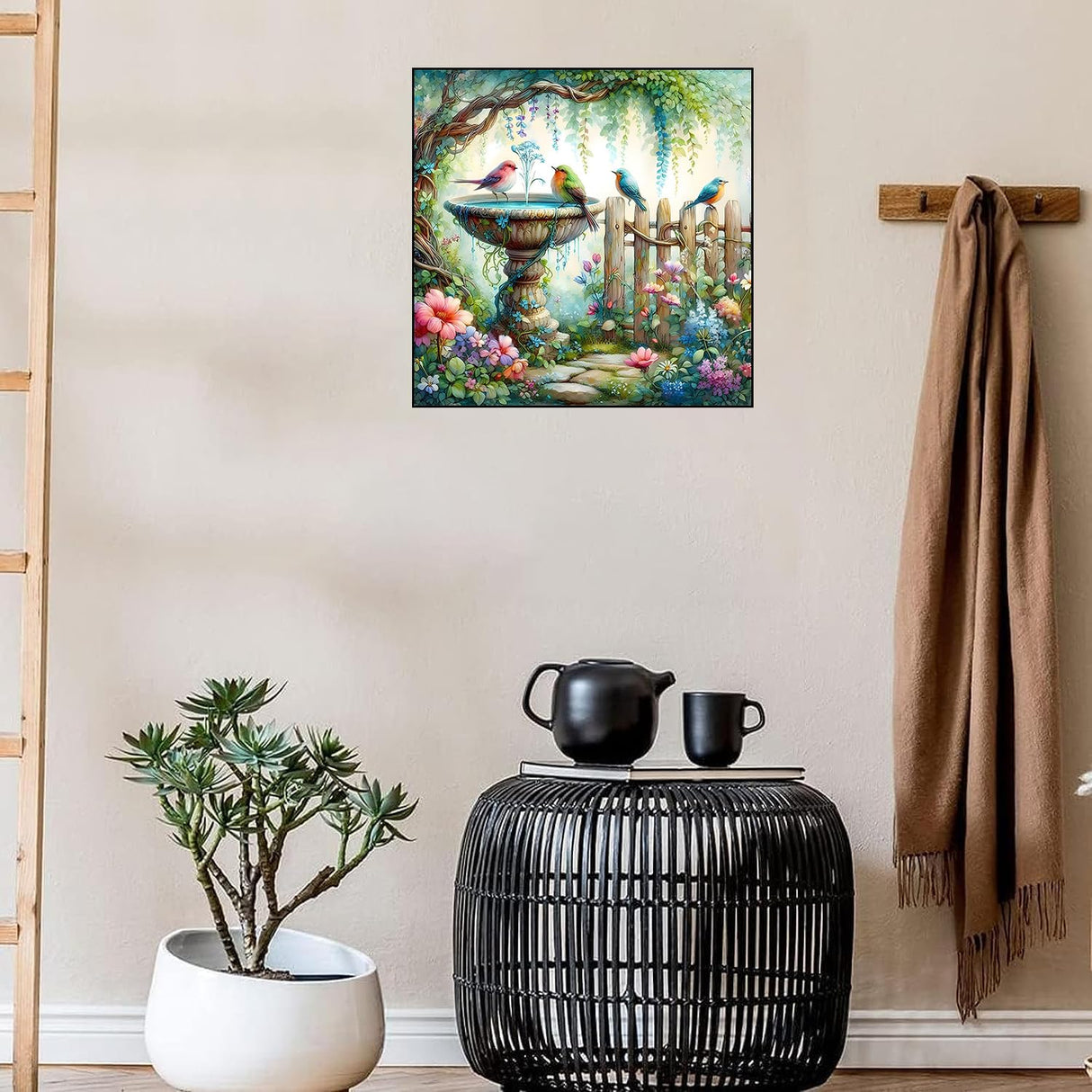 ARPADAMO Garden Birds Diamond Art Kits for Adults,5D Diamond Painting DIY Animal Diamond Art Diamond Painting Kits for Adult,Round Full Drill Diamonds, Diamond Art Kits for Home Decor-13.78x13.78inch ARPADAMO