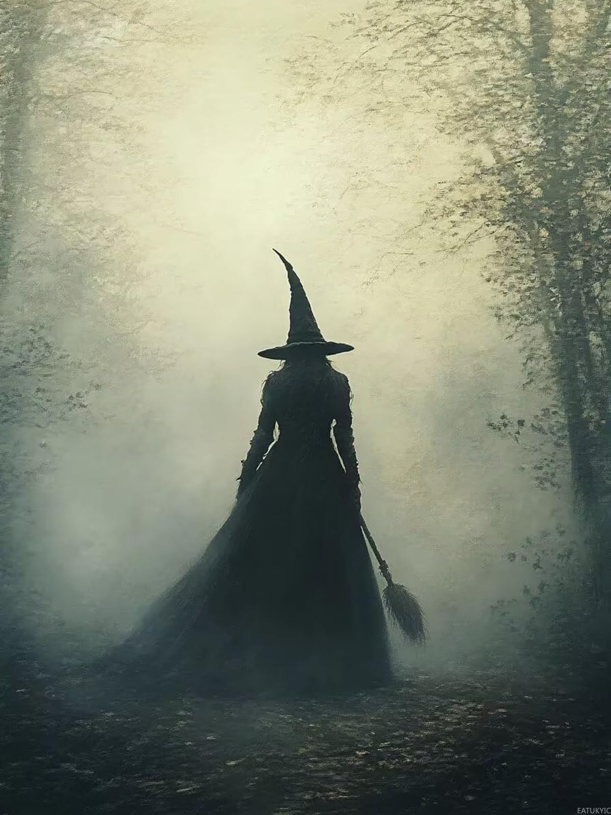 EATUKYIC 5D Diamond Painting Kit Enchanted Witch of The Forest Diamond Kit, Diamond Art Landscape DIY Full Diamonds, Crystal Craft Cross Stitch Wall Decoration 12x16 Inch EATUKYIC