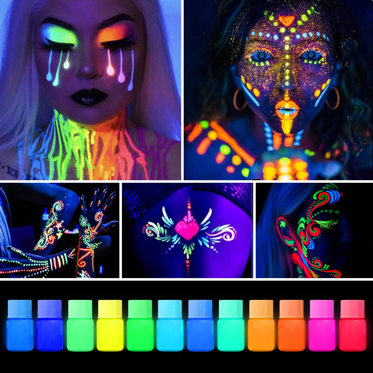 Zdspoxy Glow in The Dark Pigment Powder, 12 Colors Luminous Powder Set for Epoxy Resin, Fine Arts, DIY Crafts, Nail Art, Halloween, Party - 20g Each, 240g Total, Safe and Long Lasting Zdspoxy