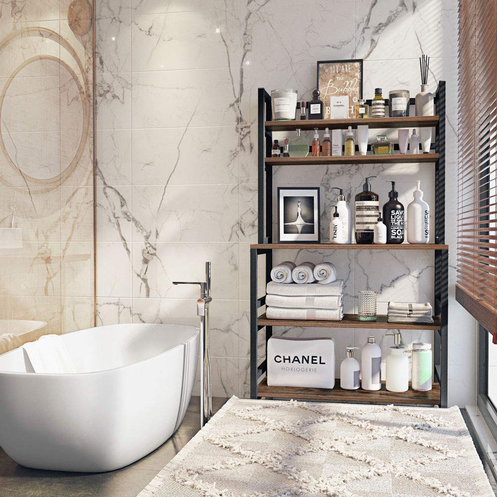 Tribesigns 5-Tier Kitchen Bakers Rack with Hutch, Industrial Microwave Oven Stand, Free Standing Kitchen Utility Cart Storage Shelf Organizer (Rustic Brown) Tribesigns