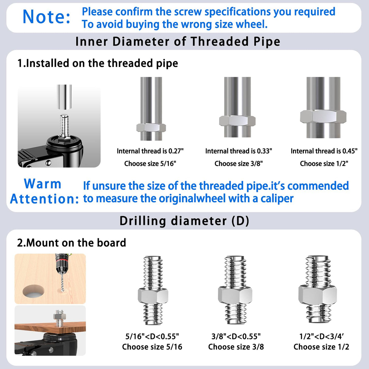 4 inch Stem Casters, Heavy Duty Casters Set of 4, 1/2"-13 x 1(Stem Diameter 1/2", Stem Length 1"), Locking Threaded Stem Caster Wheels - Load 2000lbs LUTUMEI