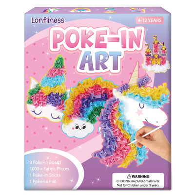 Lonfliness 8PCS Poke-in Craft and Art Kit for Kid Unicorn Theme No-Mess Fabric Sewing Art Girls Boys 4-12 Puzzle Puncture Painting DIY Pastel Rainbow Toy Gift for Creative Activity Game Birthday Party