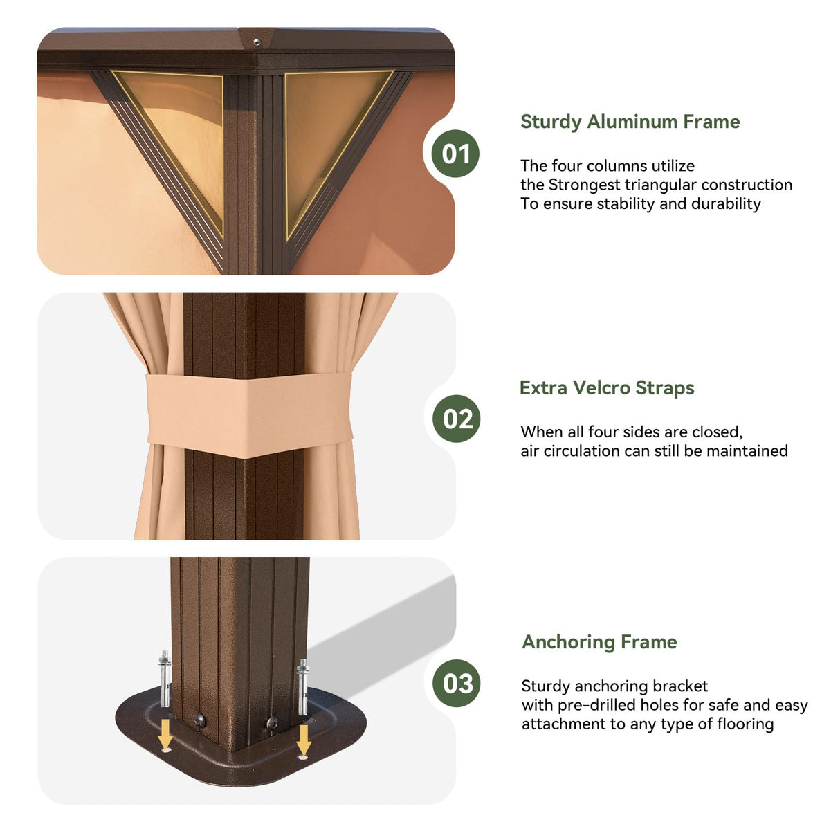 Aoxun 10'x12' Hardtop Gazebo, Aluminum Frame Permanent Pavilion with Curtains and Netting, Outdoor Polycarbonate Gazebo, Double Roof Canopy, for Gardens, Patios, Lawns Aoxun