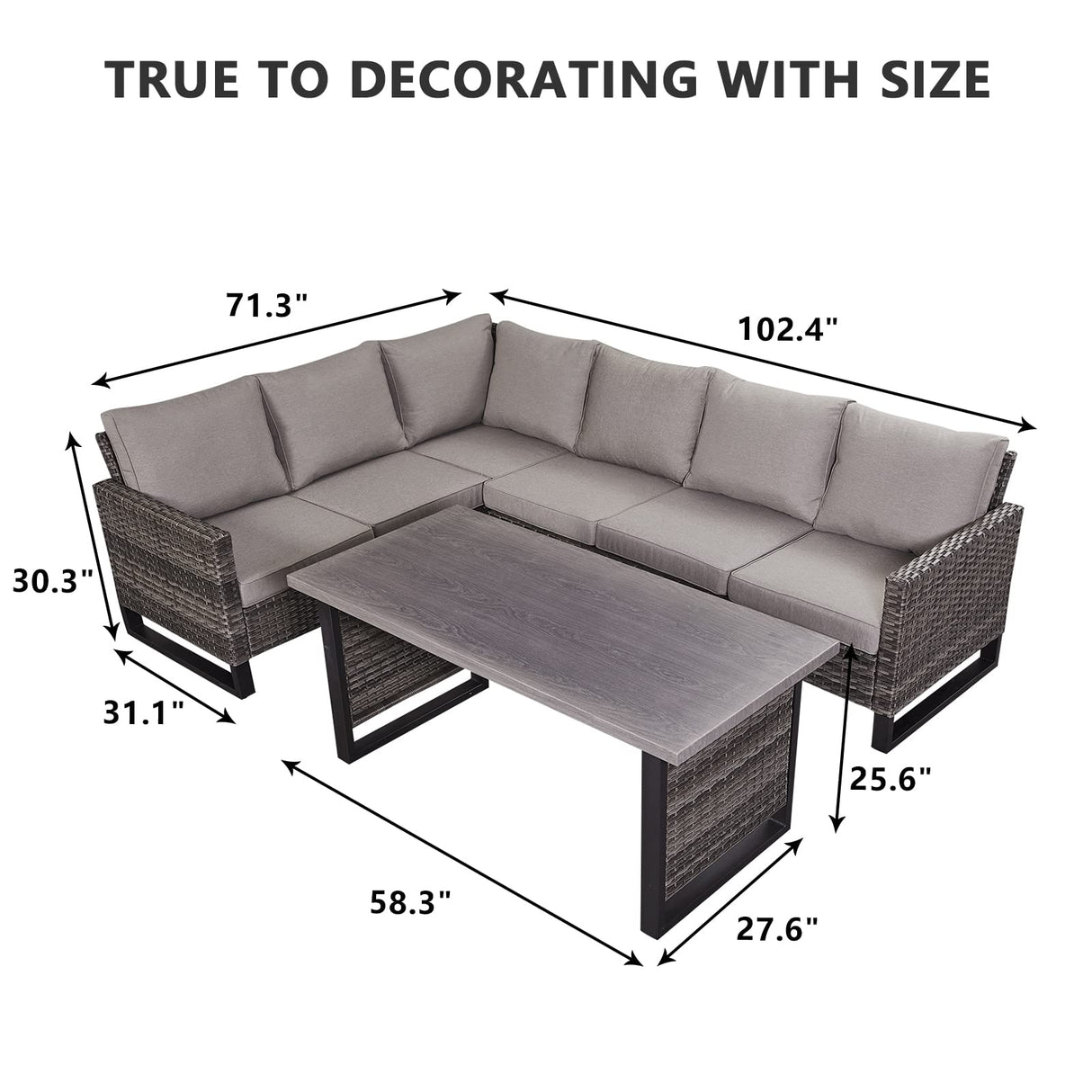 HUMMUH Patio Furniture 10 Piece PE Wicker 6-Seater Outdoor Sectional Sofa Patio Swivel Chairs Outdoor Chairs with Tables for Porch,Garden,Backyard,Deck HUMMUH