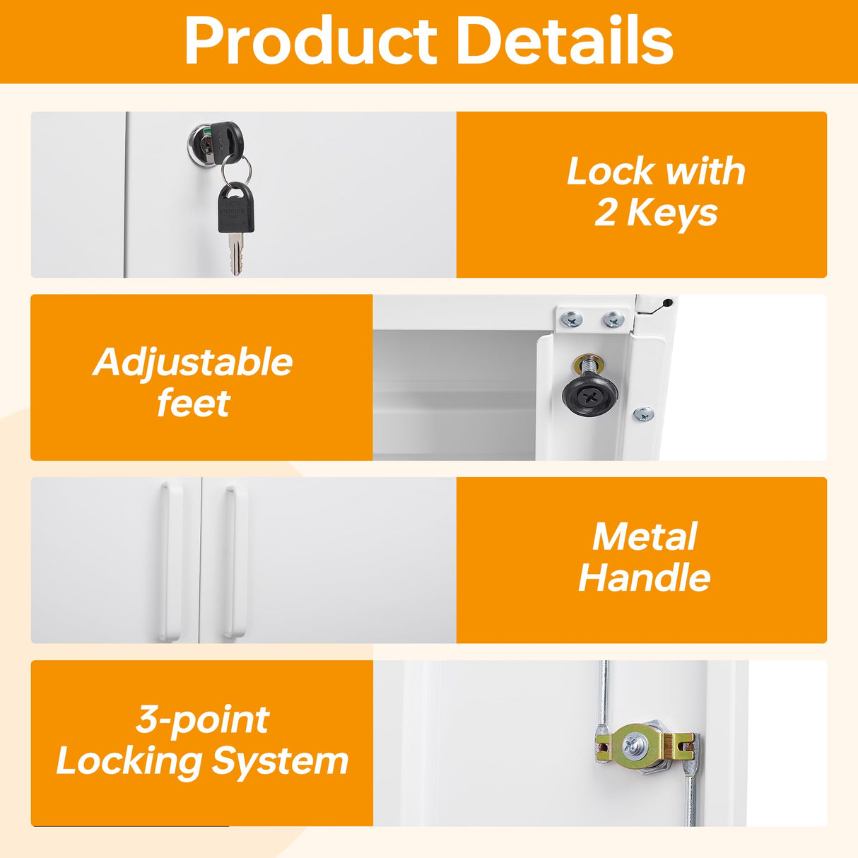 STANI Locking Metal Storage Cabinet with 5 Adjustable Shelves 71”H×32”W×16”D Tall Metal Locker for Office,Home,Garage,Gym,School STANI