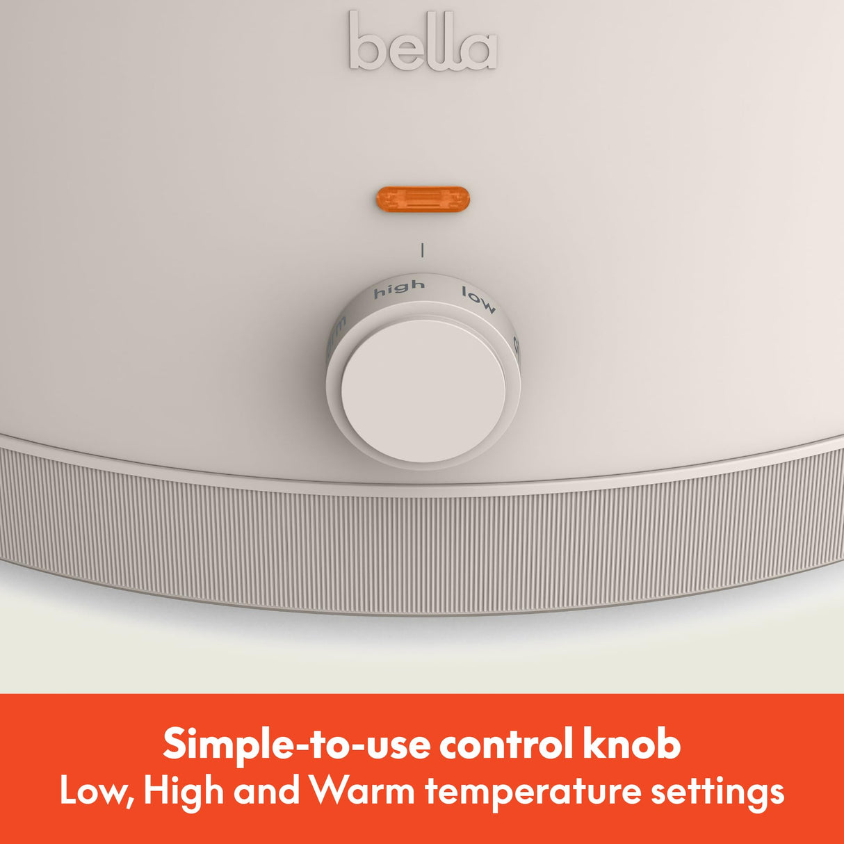 bella 6.0 Qt Manual Slow Cooker, EverGood™ Ceramic Nonstick Coating, 3 Temperature Settings, Dishwasher Safe Stoneware Pot and Tempered Glass Lid, Cool Touch Handles & Tangle Free Cord Wrap, Oatmilk BELLA