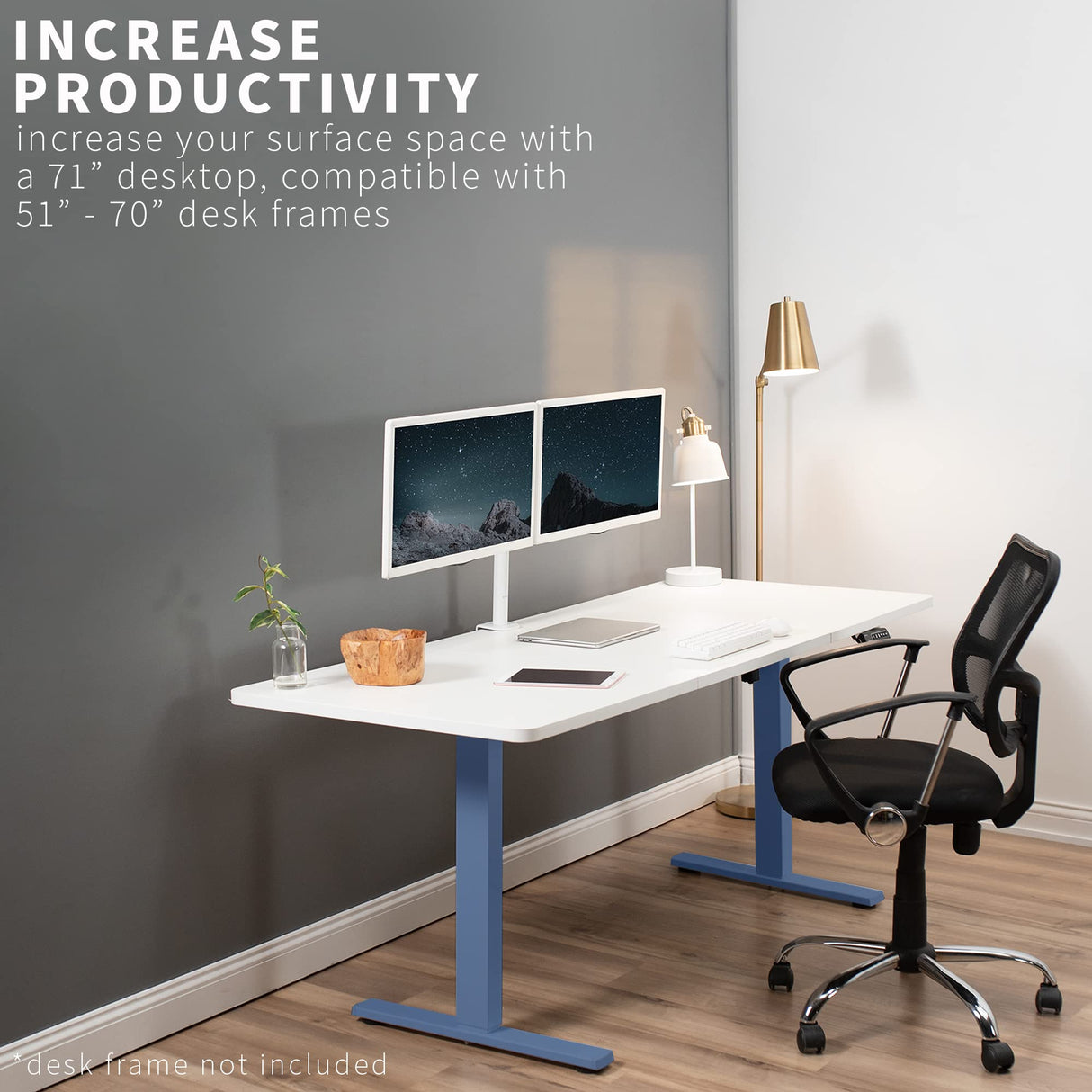 VIVO Universal 71 x 30 inch Table Top for Standard and Sit to Stand Height Adjustable Home and Office Desk Frames, White Desktop, DESK-TOP72-30W VIVO
