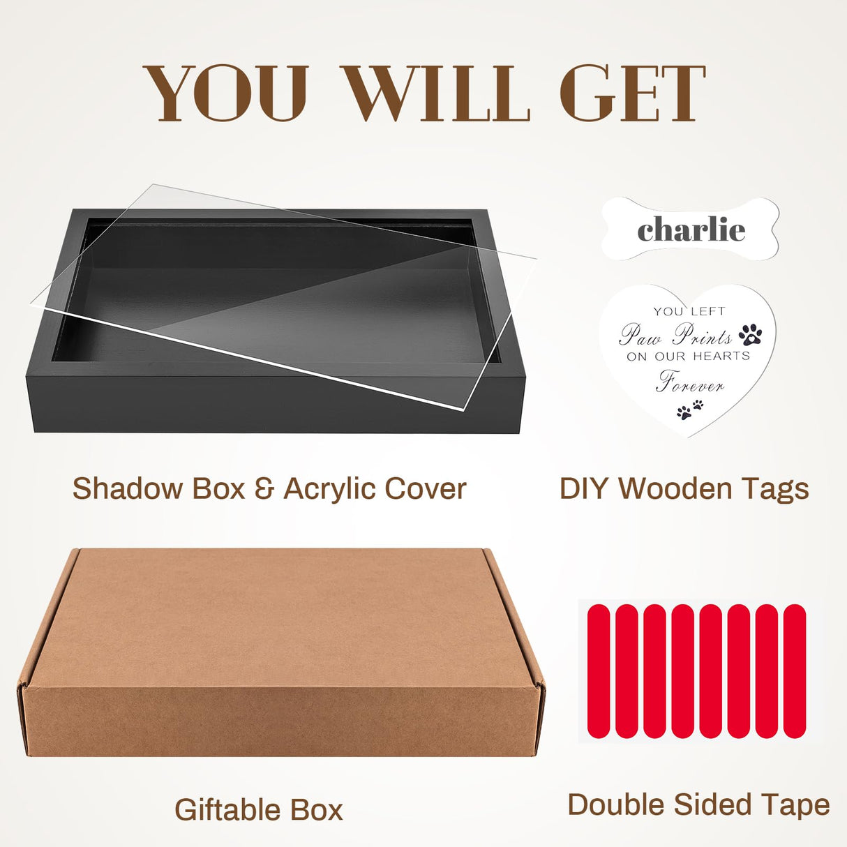 Dog Memorial Gifts for Loss of Dog, Pet Memorial Dog Picture Frame 13" Wooden Shadow Box Display with Collar & Leasd Holder, Sympathy Gift for Loss of Dog/Cat, Wall Hanging & Tabletop (Dark Grey) FITWOWFIT