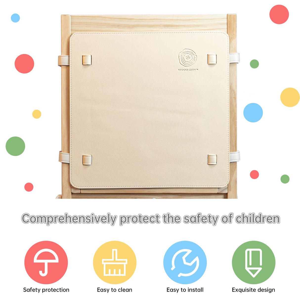 WOOD CITY Toddler Standing Tower, 3 Adjustable Heights Kids Kitchen Step Stool with CPC Certification, Equipped with Removable Safety Anti-Fall Net, Suitable for 18 Months and Up (Natural) WOOD CITY