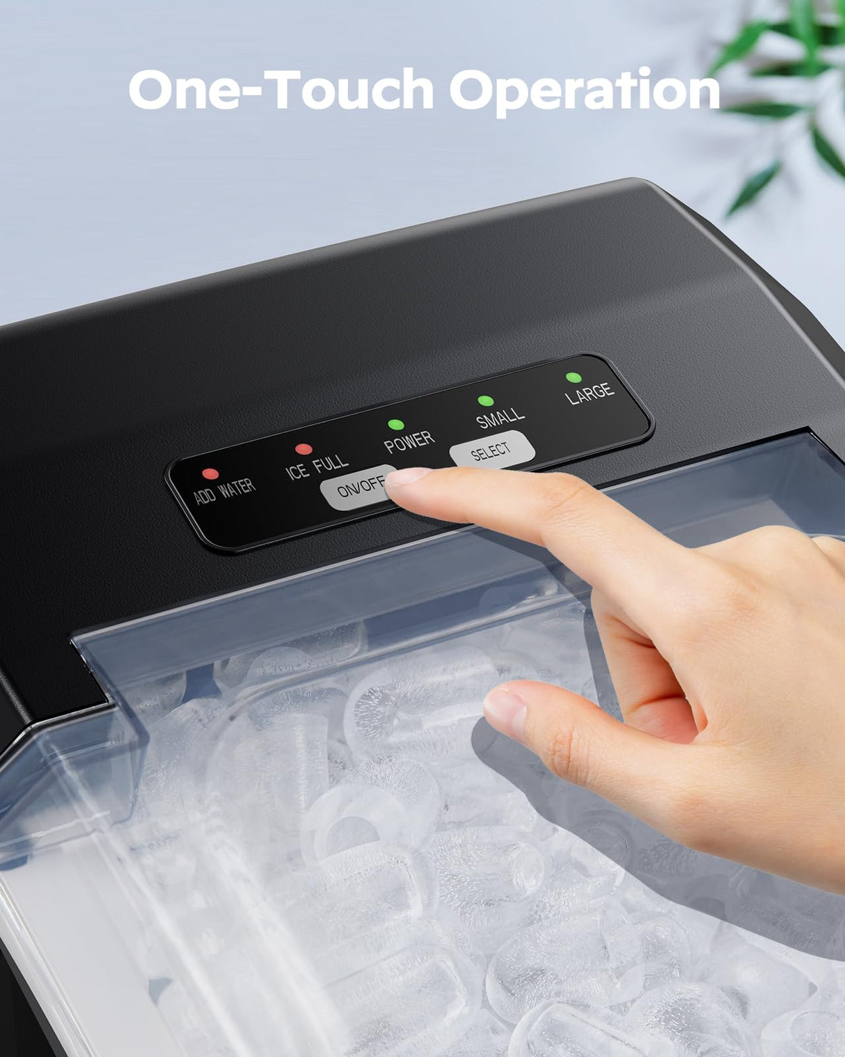 HOMEZAY Ice Maker Countertop, 9 Cubes Ready in 6 Mins, 26 lbs per Day, Ice Machine with 2 Ice Sizes and Self-Cleaning, Portable Ice Maker with Handle for Home, Kitchen, Camping, RV, Office, Black HOMEZAY