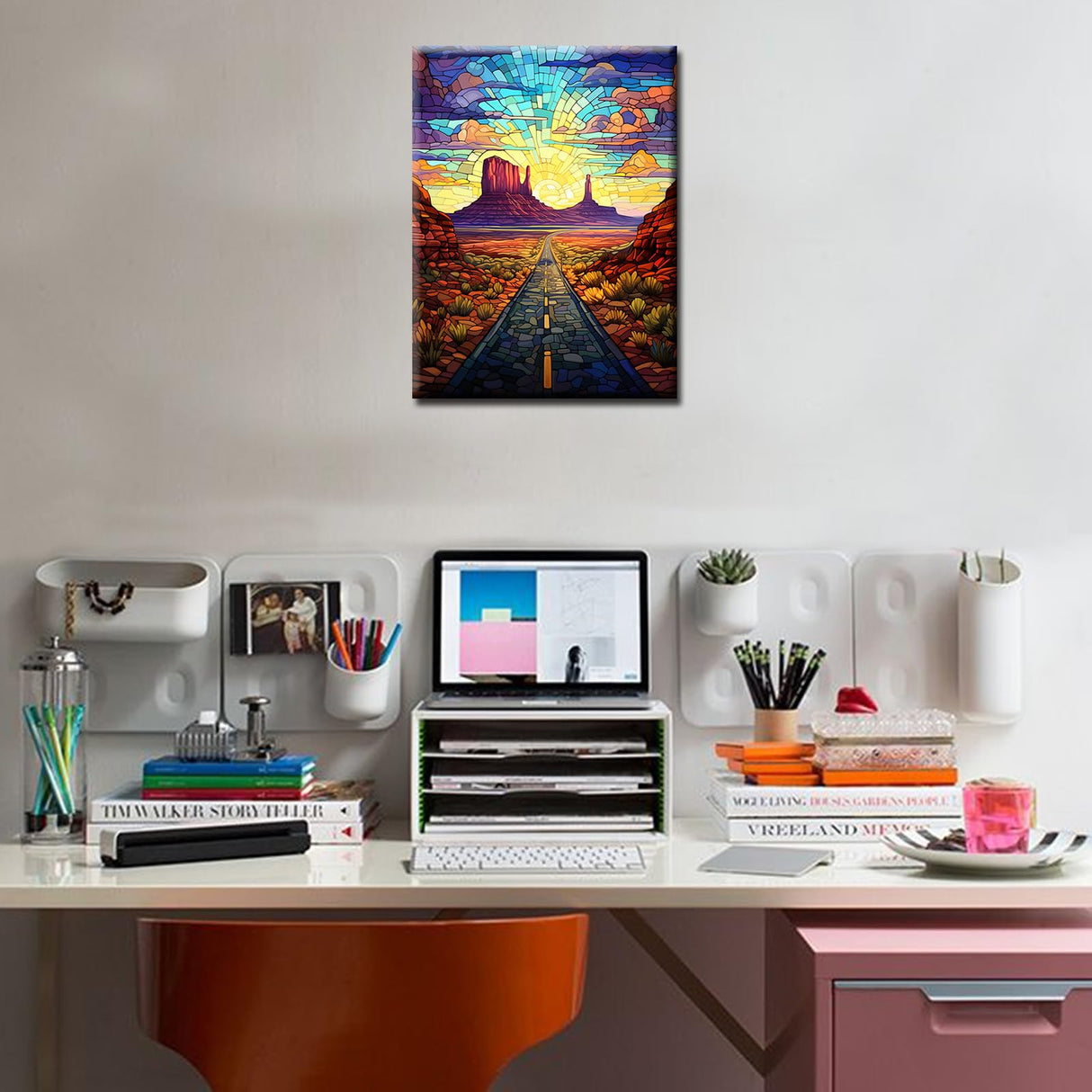 Scenic Highway in Monument Valley Diamond Painting Arizona Desert Artwork Tropical Cactus PlantsWall Art 5D DIY Full Drill Crystal Landscape Diamond Picturefor Adult Home Decor Gift(16''Wx 12''H) TUMOVO