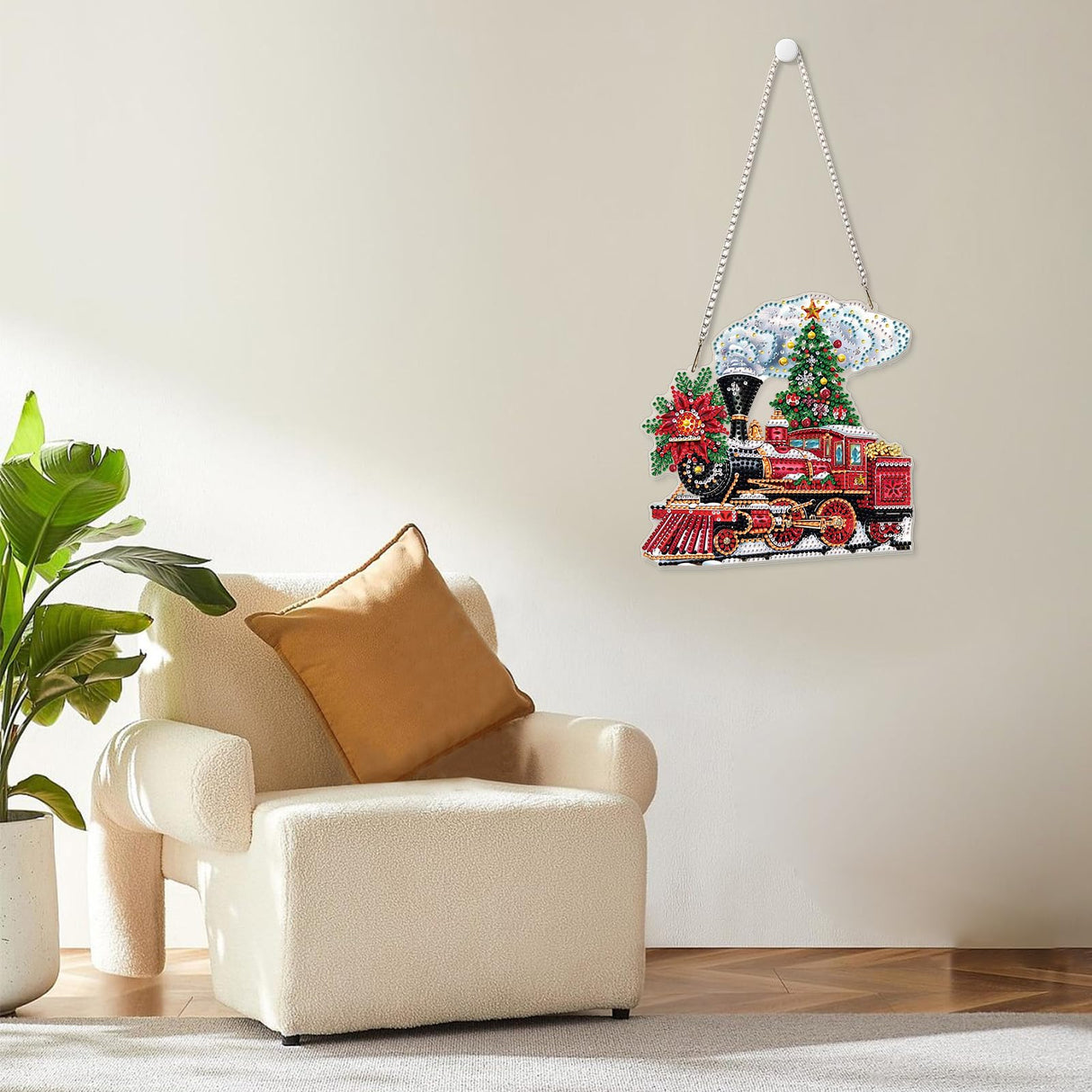 MOGTAA Christmas Diamond Art Hanging Kits for Adults Kids, Christmas Train Diamond Art Suncatchers, 5D Special Shape Diamond Painting Window Pendant Kit for Home Garden Wall Decor MOGTAA