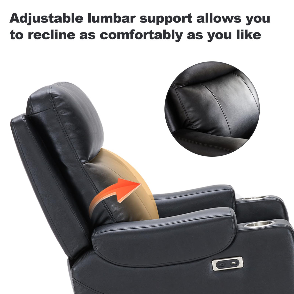 Eiayeebil Triple Motor Power Lift Recliner Chair with Adjustable Lumbar Support, Lay Flat Recliner for Elderly, Breathable Black Lift Chair Leather Recliner, Massage & Heating, USB Ports, Cup Holders Eiayeebil