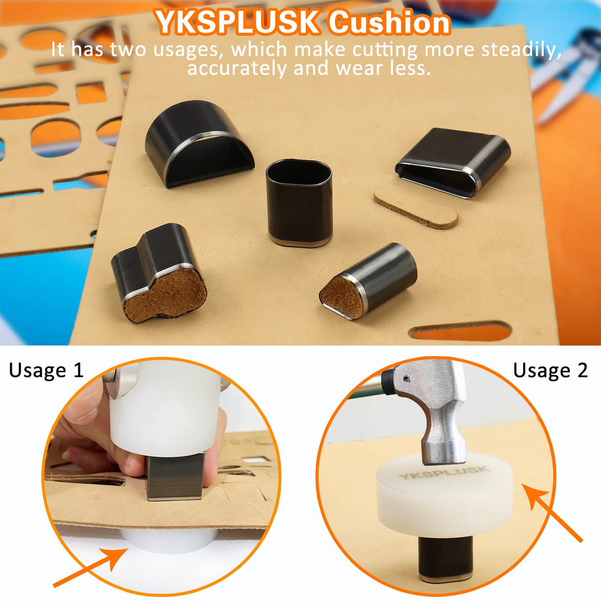 YKSPLUSK 56 Pieces Leather Hole Punch Set, Leather Cutting Dies Kit with Storage Case & Mat, Multiple Shapes Hole Punch Tool for Belts, Hollow Punch Cutter Tool for Handmade DIY Crafts YKSPLUSK