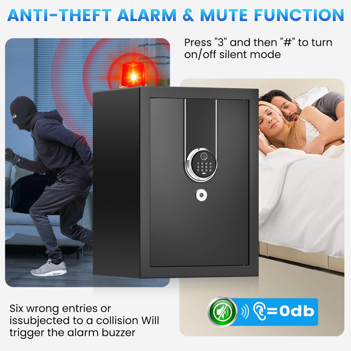 3.0 Cuft Large Biometric Safe Box, Personal Safes for Home Use Fire and Water Proof with Fingerprint Lock, Fireproof Safe with Fireproof Waterproof Bag, Security Safety Box for Home Office Mitlvge