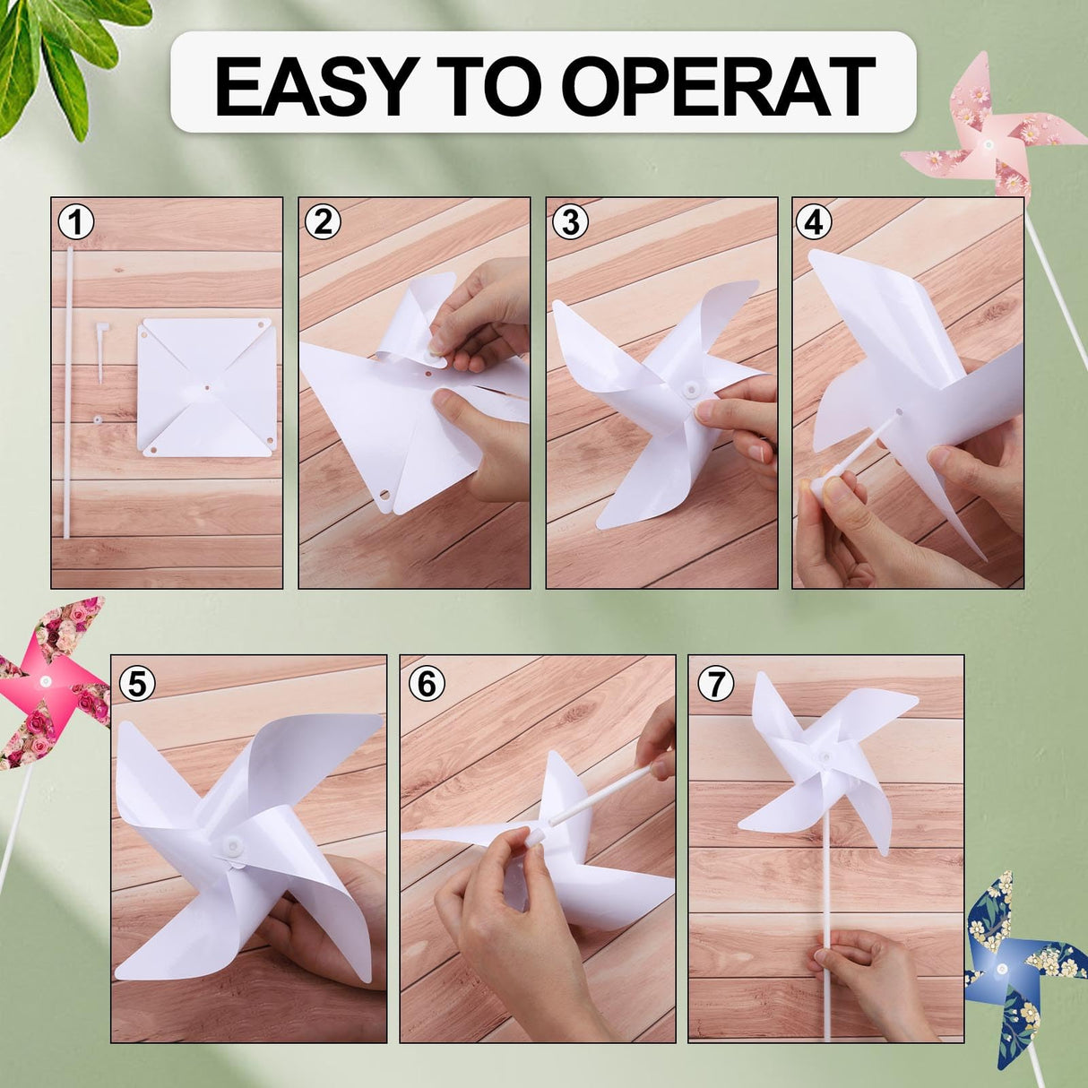 24 Pack Sublimation Blank Pinwheels DIY Pinwheels Craft Color Your Own Wind Spinners Toy Crafts DIY White Pinwheels Painting Party Favors Pinwheels (24pcs Paper Pinwheels) Cevhzoe