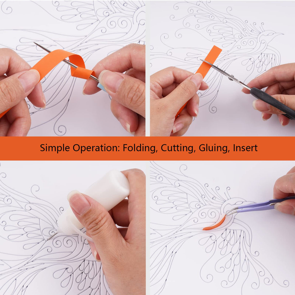 Uniquilling Quilling Kit, Paper Quilling Kits, 8 * 10-in Phoenix Paper Filigree Kits with Quilling Tools& Using Manual, DIY Quilling Artwork Modern Wall Art for Living Room Uniquilling