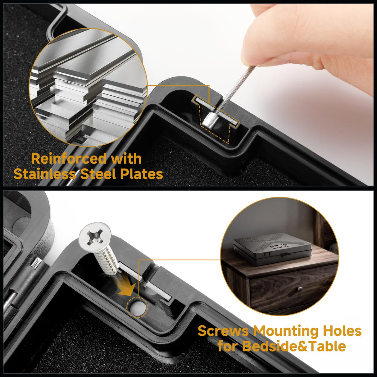 NIANPU Gun Safe Alternative,Portable Gun Case Handgun Lock Box Quick Access Pistol Safe Small Handgun Storage with TSA Padlock,Instant Access Gun Box for Bedside and Car (With Brand Logo, 1) NIANPU