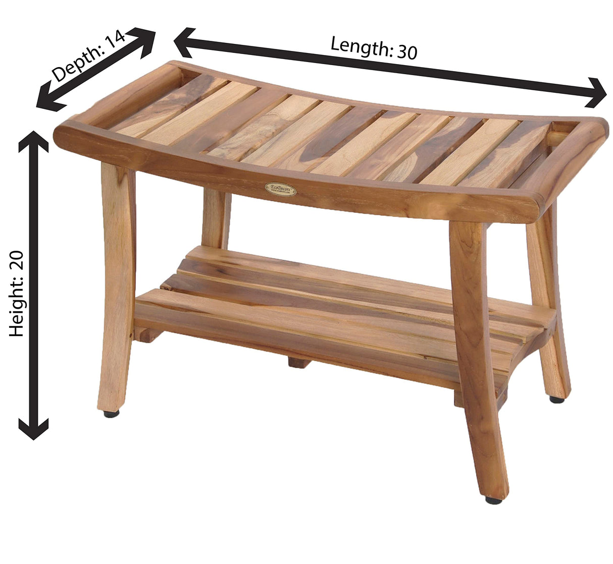 EcoDecors, 30", Harmony, Teak Shower Bench, Teak Shower Stool, Teak Bench for Shower, Teak Shower Seat, Teak Shower Bench for Inside Shower, Teak Shower Chair, Safety Arms, 30 inch EcoDecors