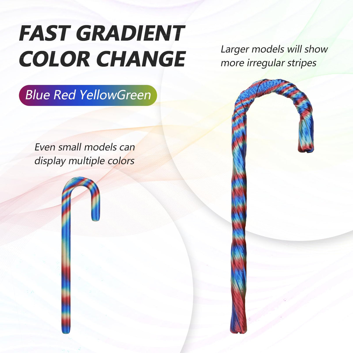 AMOLEN Silk PLA 3D Printer Filament, Shiny Multicolor Rainbow PLA Filament 1.75mm, Fast Color Change PLA 3D Printing Filament for Most FDM 3D Printer, Blue Red YellowGreen AMOLEN