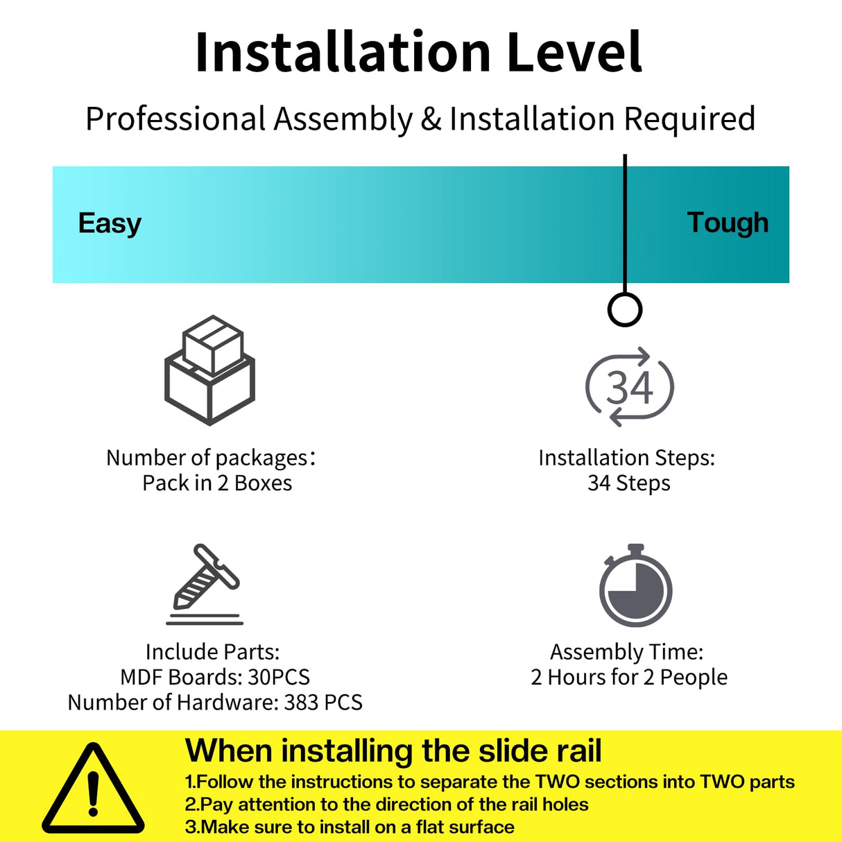LUXOAK Murphy Bed Queen Size Cabinet Bed with Charging Station, Large Storage Drawer for Home Office or Small Room, Hideaway Bed Full Foldable Platform Bed, Rustic Grey LUXOAK