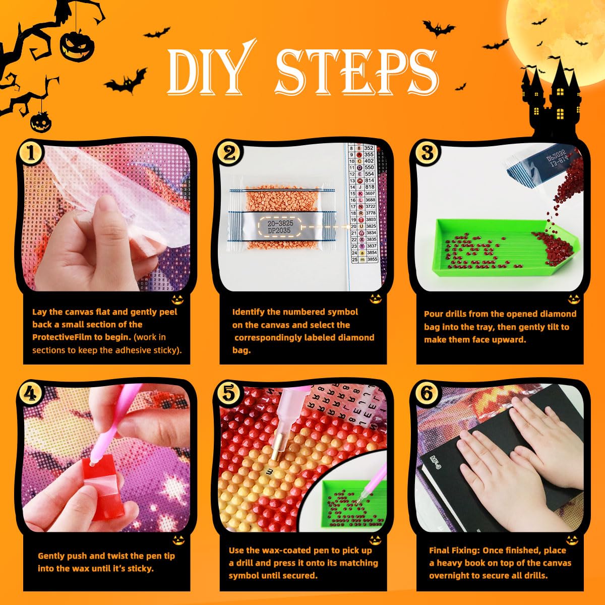 Asddage Diamond Painting Kits for Adults - Ghost, Jack-o'-Lantern DIY 5D Diamond Art Kits Full Drill Diamond Dots Paintings with Diamonds Gem Art and Crafts Home Wall Decor 12x16inch Asddage