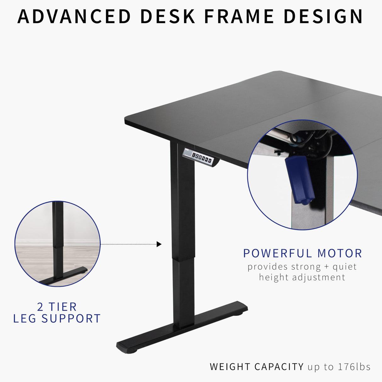 VIVO Electric Height Adjustable 71 x 36 inch Memory Stand Up Desk, Extra Deep Black Table Top, Black Frame, Standing Workstation with Preset Controller, 1B Series, DESK-KIT-1B7B-36 VIVO