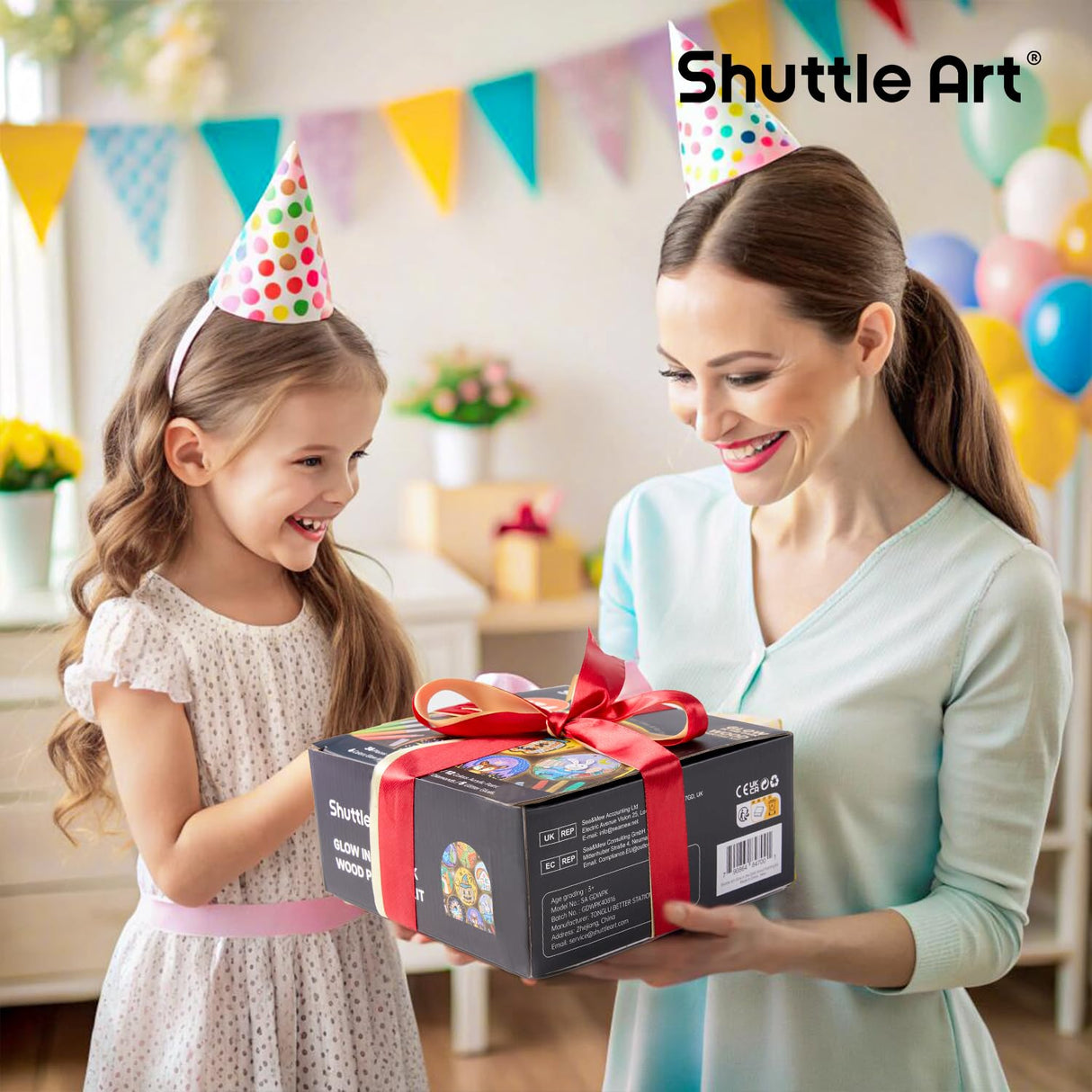 Kids Wood Painting Craft Kit, Glow-in-the-Dark Paint and Diamond Painting on Wood Slices with Stickers & Wiggle Eyes, Ideal Arts and Crafts for Kids Ages 5-12, Gifts for Halloween, Christmas, Birthday Shuttle Art