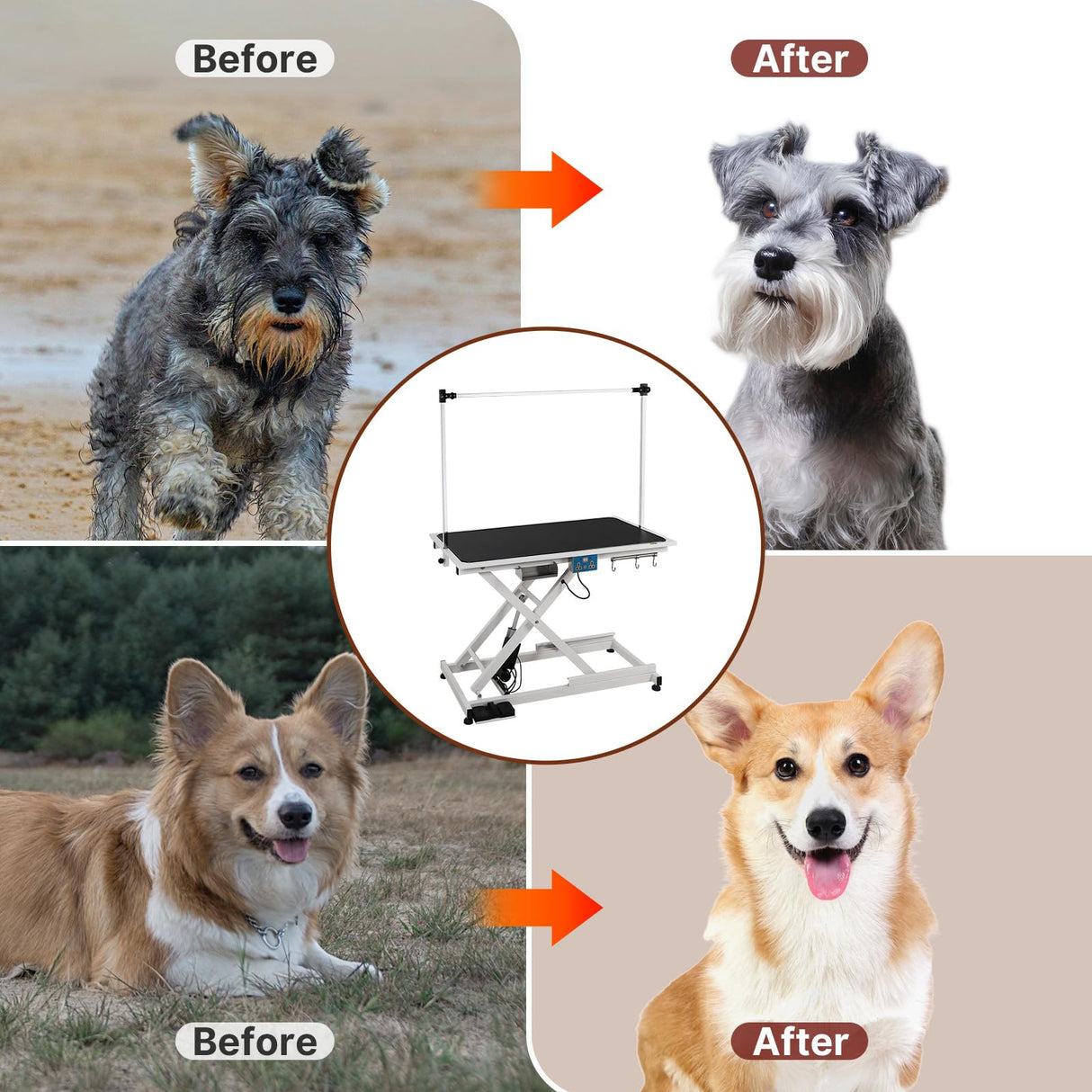 PUPIHOM 50‘’ Electric Lift Pet Dog Grooming Table for Small Medium Large Dogs, Heavy Duty Professional Large Drying Table with Adjustable H-Shape Arms, Heavy Duty Height Adjustable, Foot Control PUPIHOM
