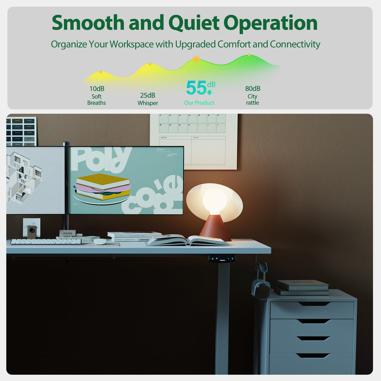 Agilestic Electric Standing Desk, Large 63 x 24 Inches Height Adjustable Desk, Sit Stand up Desk for Work Office Home, Splice Board, White Agilestic