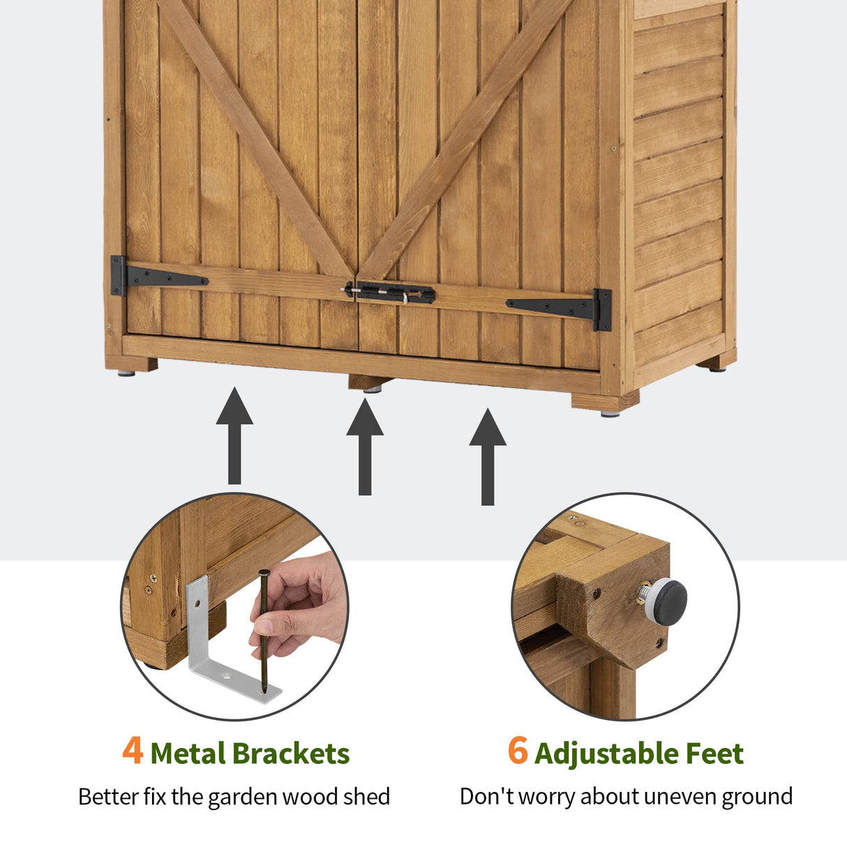 MCombo Outdoor Storage Cabinet, Garden Wood Tool Shed, Outside Wooden Shed Closet with Shelves and Latch for Yard, Patio, Deck and Porch 1000 Natural mcombo
