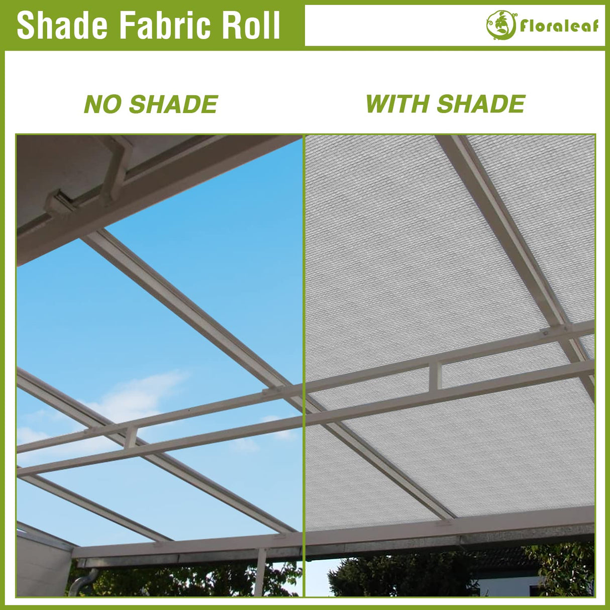 FLORALEAF 8'×30' Outdoor Shade Cloth 95% UV Block Fabric Roll for Pergola Carport Patio Deck Awning Garden Yard Balcony Backyard Privacy Screen Shade Cover FLORALEAF