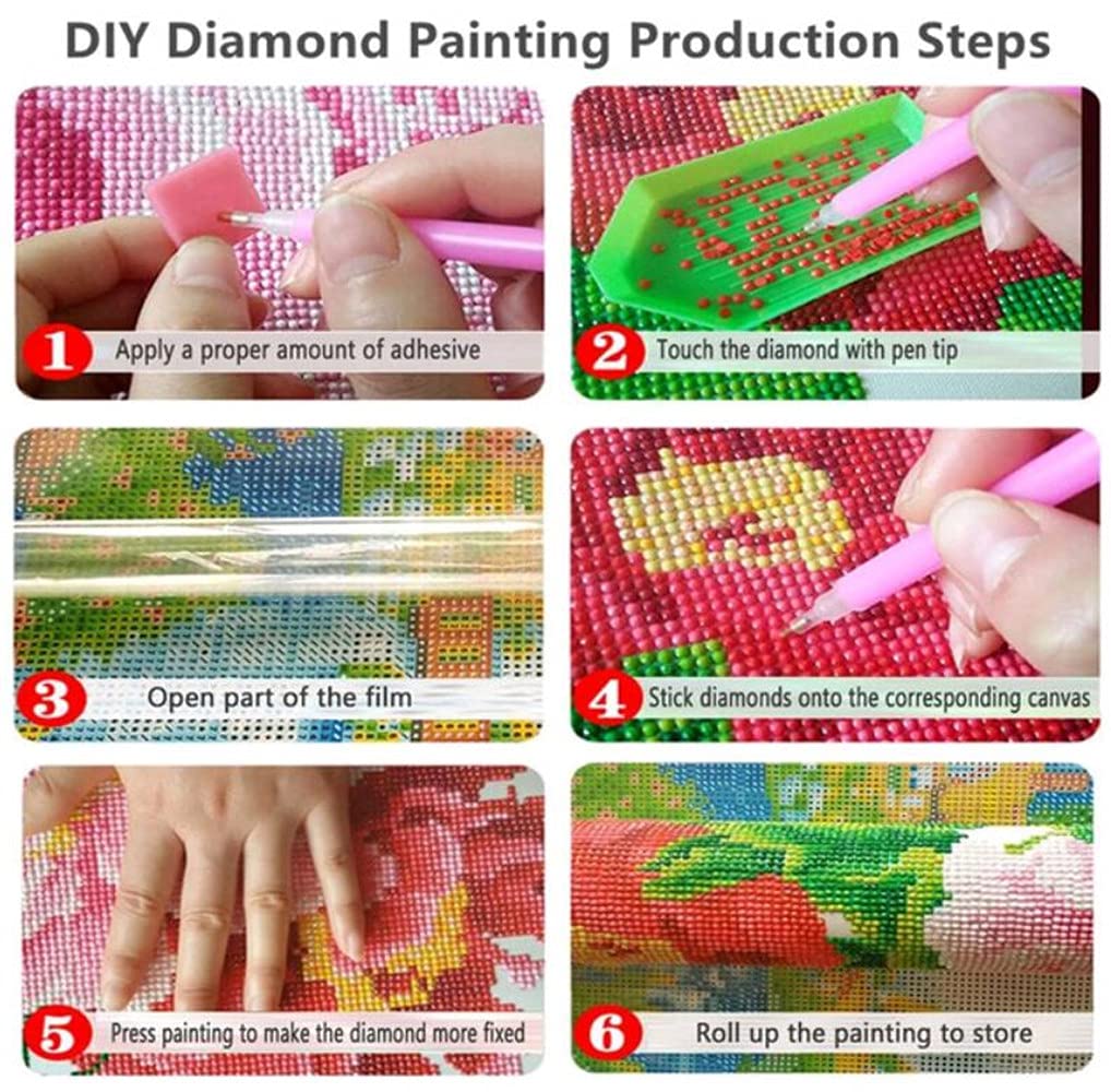 F-CANLAN Round Full Drill Diamond Painting Set, 5D DIY Red Truck Paint with Diamonds Truck Diamond Art Kits with Diamonds Dots for Children Diamond Painting Kit for Adult Room Decor (12X12 inches) F-CANLAN