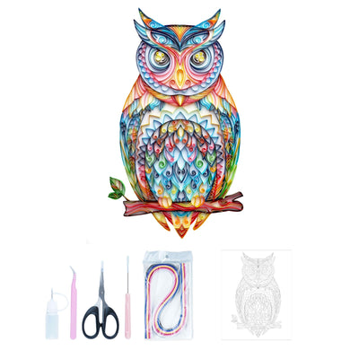 Uniquilling Quilling Kits Paper Quilling Kit for Adults Beginner, Paper Filigree Painting Kits DIY Kits for Adults with Complete Quilling Tools, Modern Wall Art for Living Room, 16*20-inch Owl(Basic)