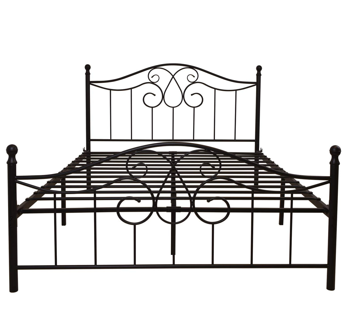 YALAXON Vintage Sturdy Metal Bed Frame with Headboard and Footboard Basic Bed Frame No Box Spring (Queen, Black) YALAXON