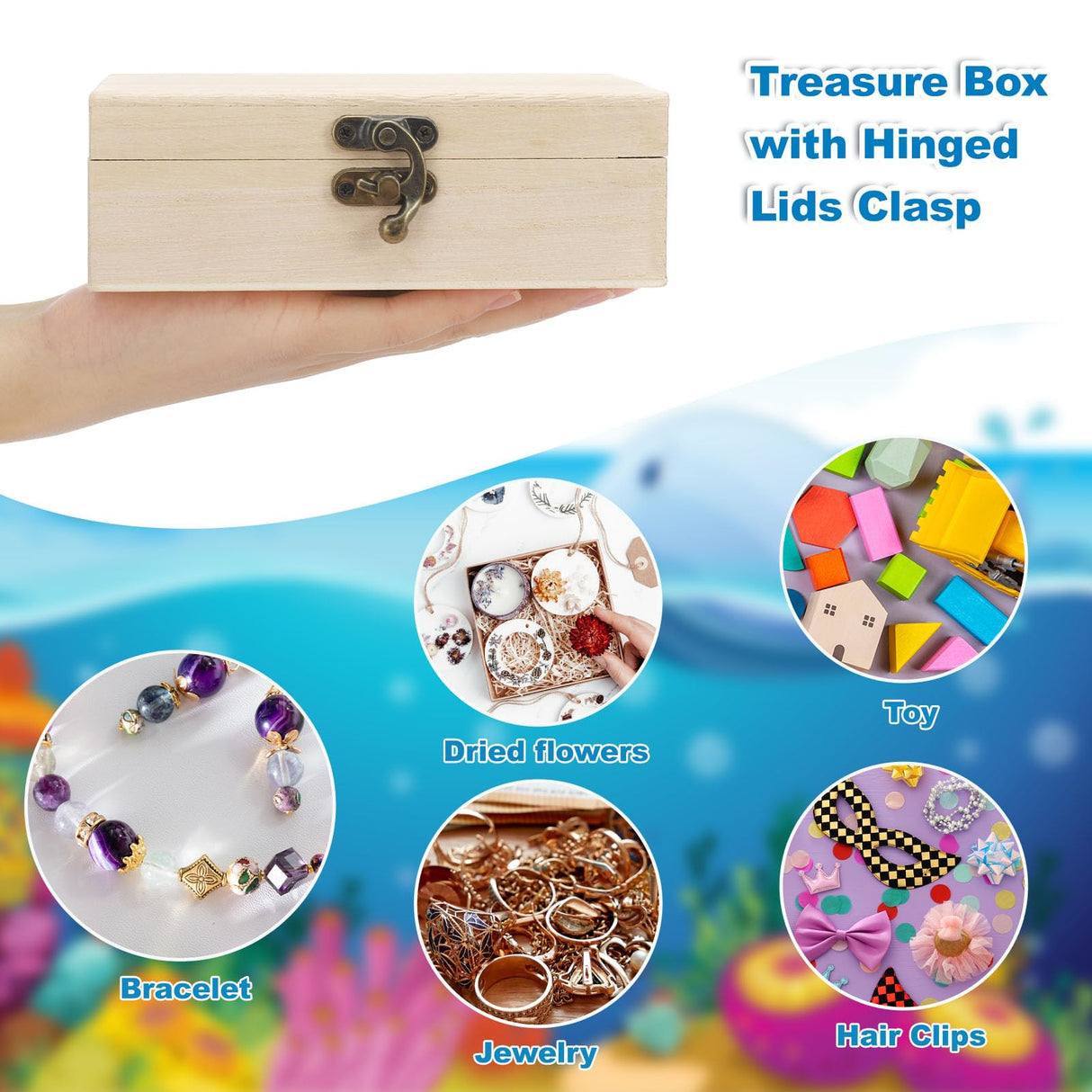 Hoemwarm 24 Pack Unfinished Wood Box with Hinged Lid, 6 x 4 x 2 Inch Storage Small Wooden Boxes for Craft Kids Christmas Gift Paint DIY Unpainted Jewellery Organizing Box Art Box, Home Storage Decor Hoemwarm