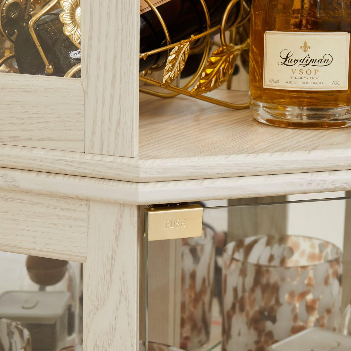 JIJIWANG 70" H Corner Glass Cabinet Lighted Curio Cabinet Corner Display Case for Living Room, Curio Cabinet, Antique Collection, Wine,Bar Glass Storage Light Included, Antique White JIJIWANG