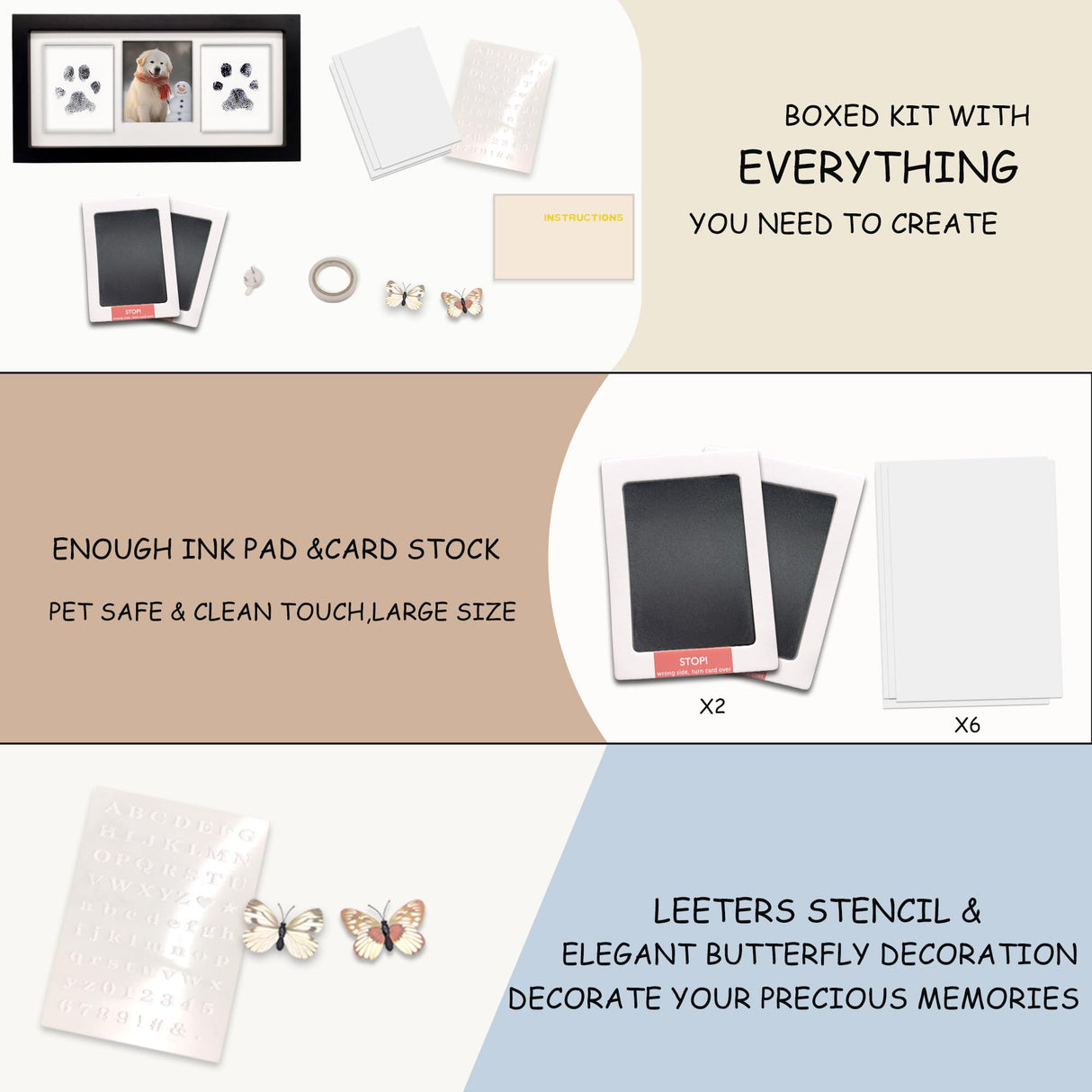 MYPAWLETS-Extra Large Inkless Paw Print Stamp Pad for Dog &Paw Print Frame,Cat Dog Paw Print Kit,2 Clean Touch Ink Pads,Pet Paw Print Impression Kit with Wooden Frame,Personalized Paw Print Gift-Black MYPAWLETS