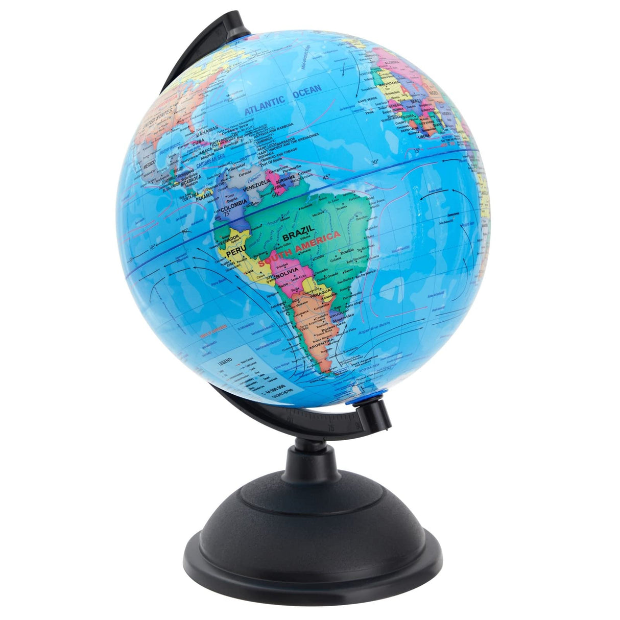 Juvale Rotating World Globe with Stand for Kids Learning, 8-inch Spinning Earth Globe for Classroom Geography Education Juvale