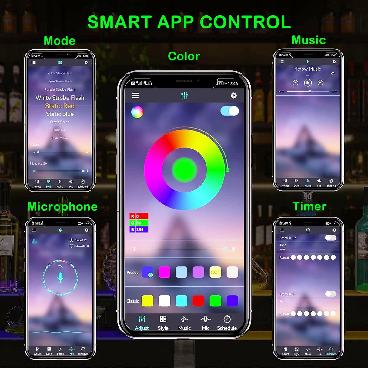 MESAILUP 60 Inch Detachable LED Lighted Liquor Bottle Display 3 Step Illuminated Bottle Shelf 3 Tier Home Bar Drinks Commercial Lighting Shelves with Remote Control (3 Tier, 60 inch) MESAILUP