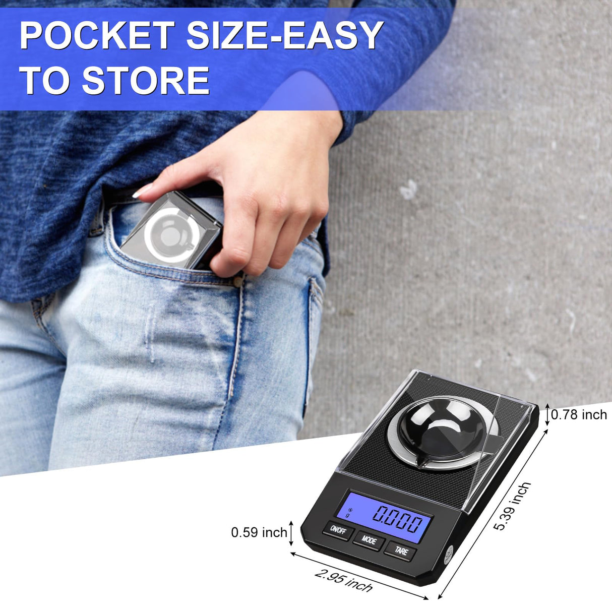 Milligram Scale 50g/0.001g High Precision Mg Scale, Portable Jewelry Scale .001 Gram Accuracy, Powder Scale, Digital Miligram Scale for Powder Medicine with Tray/Tweezers/Calibration Weight Weigh Gram