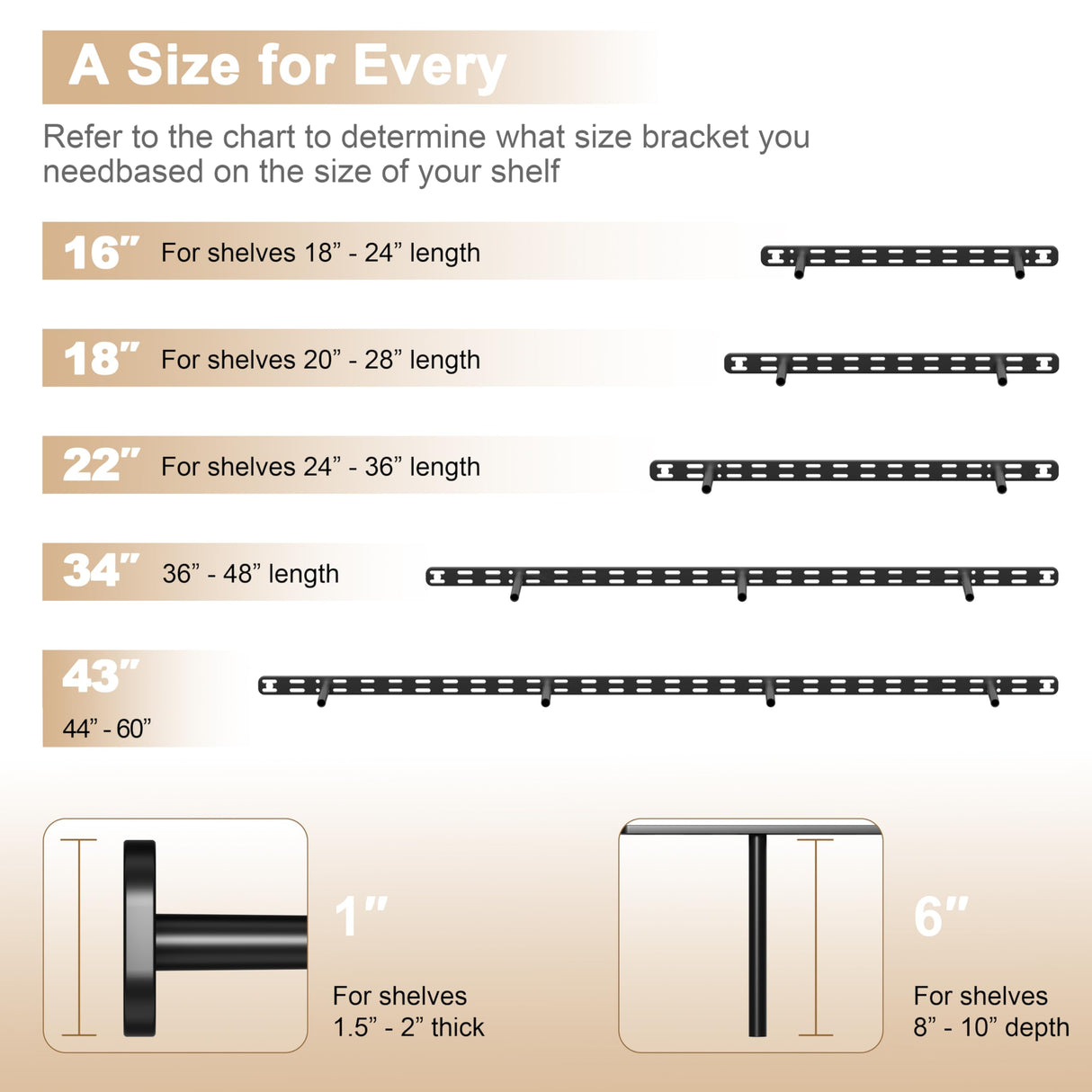 Floating Shelf Bracket Heavy Duty,Decorative Floating Shelf Hardware Hidden Black Metal Fireplace Mantel Brackets (43"X6"X1.0") Craftersmark