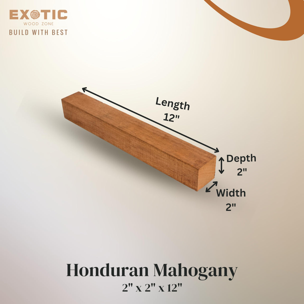 Exotic Wood Zone Honduran Mahogany Turning Wood Blanks (4 pcs) - Kiln-Dried Exotic Wood and Raw Lumber for Sustainable Woodworking, Woodcraft, and Lathe Projects (2" x 2" x 12") Exotic Wood Zone