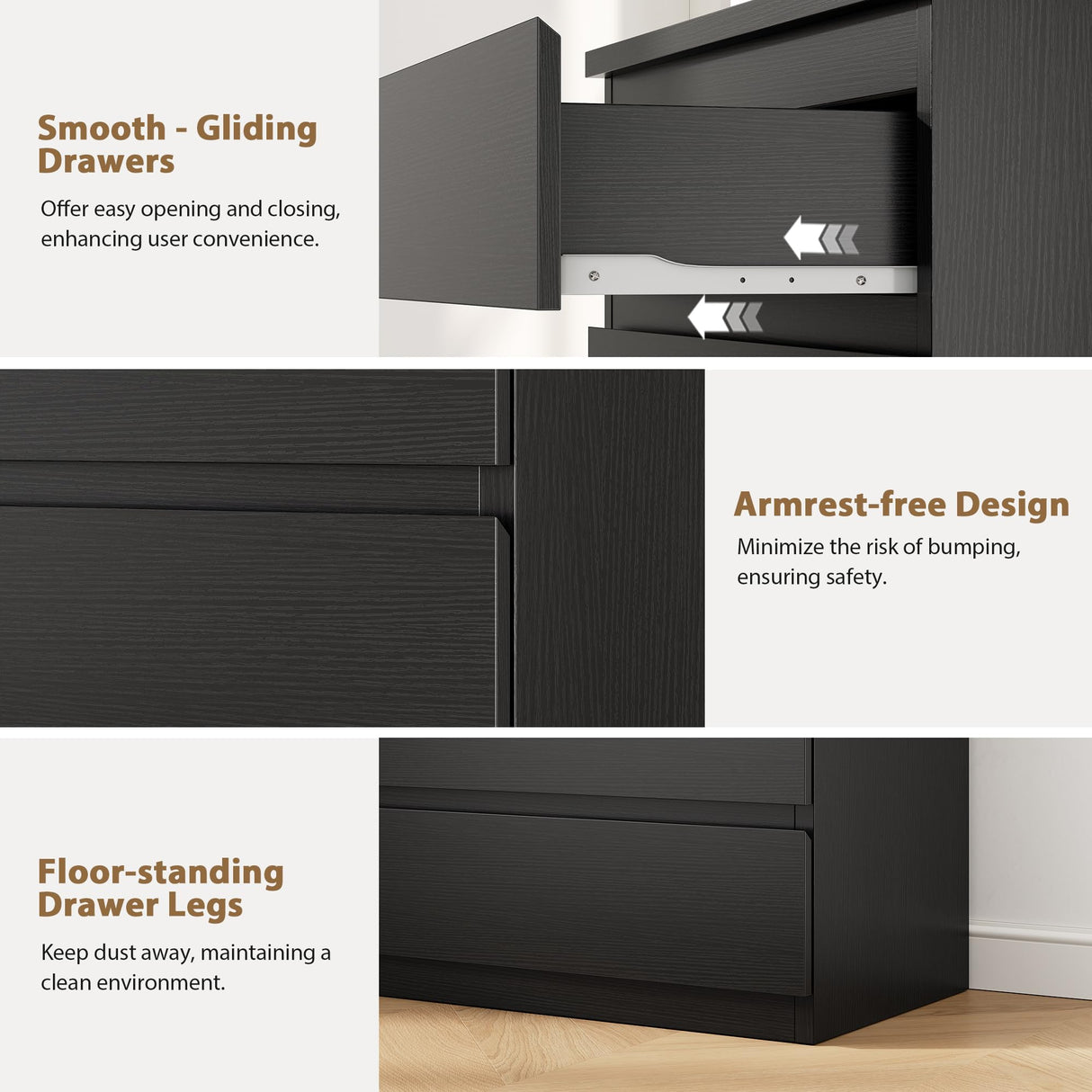 Jocoevol Black 5 Drawer Dresser for Bedroom, 15" D x 23.7" W x 40.4" H in Simply Chest of Drawers, Wood Storage Dresser with Drawers for Living Room Hallway Entryway, Black Jocoevol