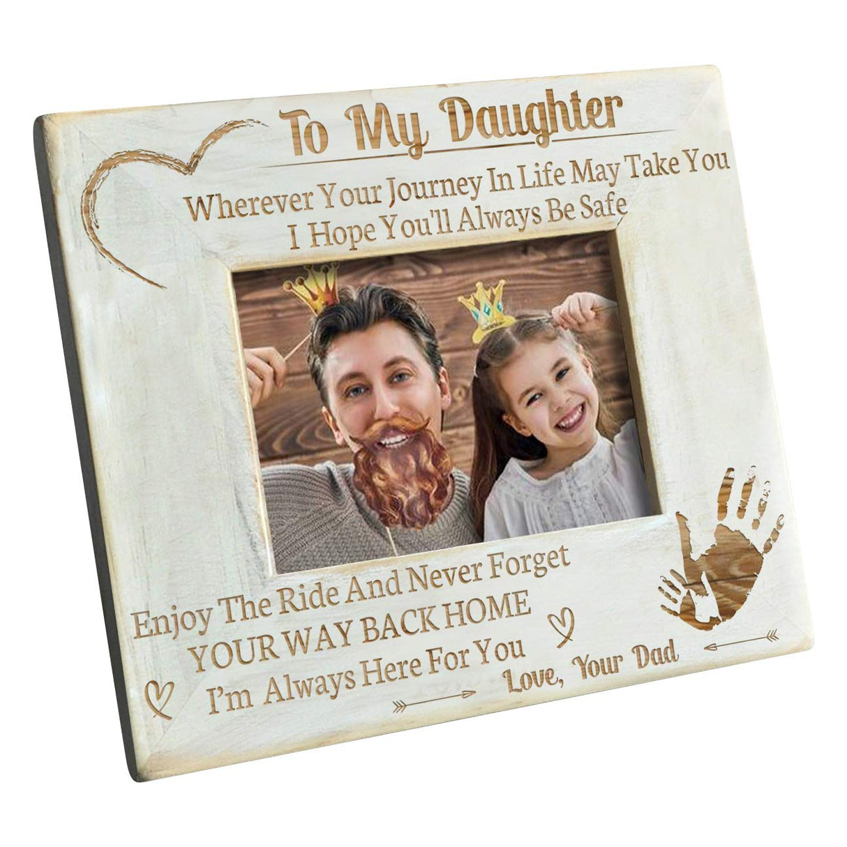 K KENON Engraved Wooden Frame for Daughter, Personalized Natural Wood Photo Frame Christmas Graduation Gift for Daughter, Birthday Gift For Daughter From Dad K KENON